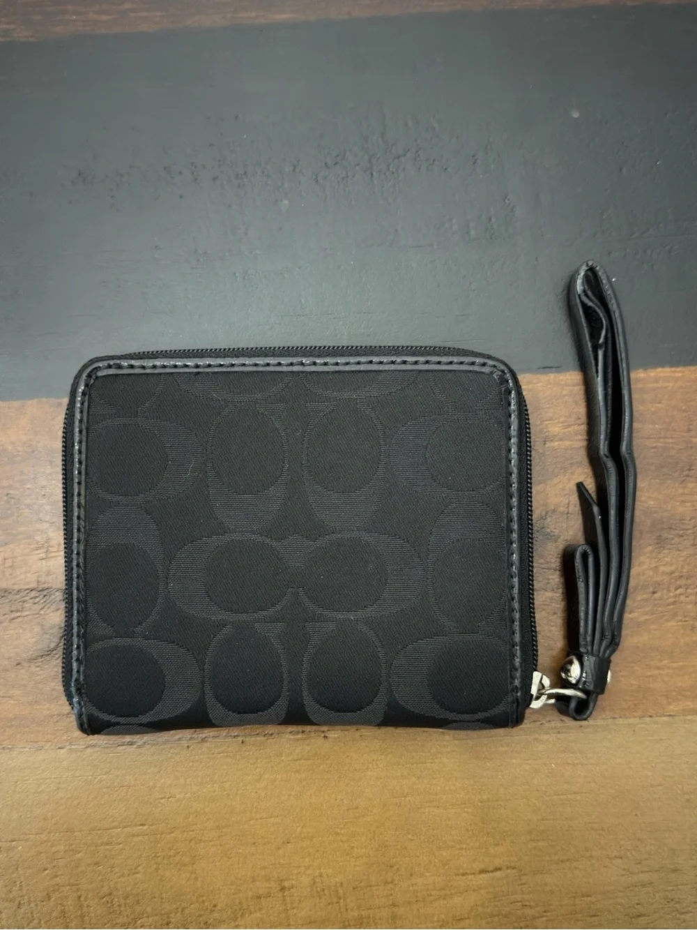COACH Poppy Black #F20064 Daisy Signature HOBO w Matching Zip Wallet